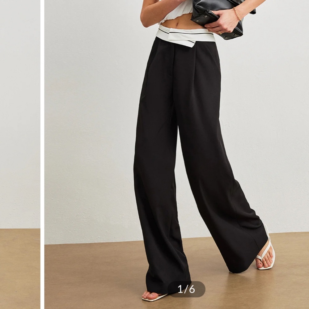Commense Elegant Black Wide-Leg Trousers
